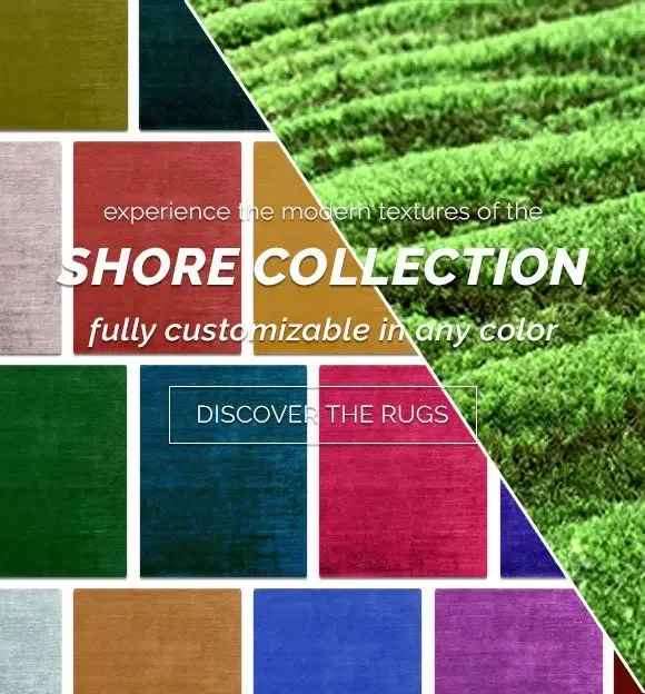 Experience the modern textures of the Shore Collection, fully customizable in any color. Discover the rugs.
